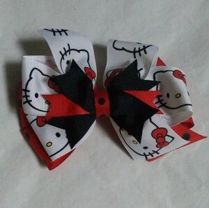 Handmade Boutique Hello Kitty-inspired Red and Black Stacked Hair Bow